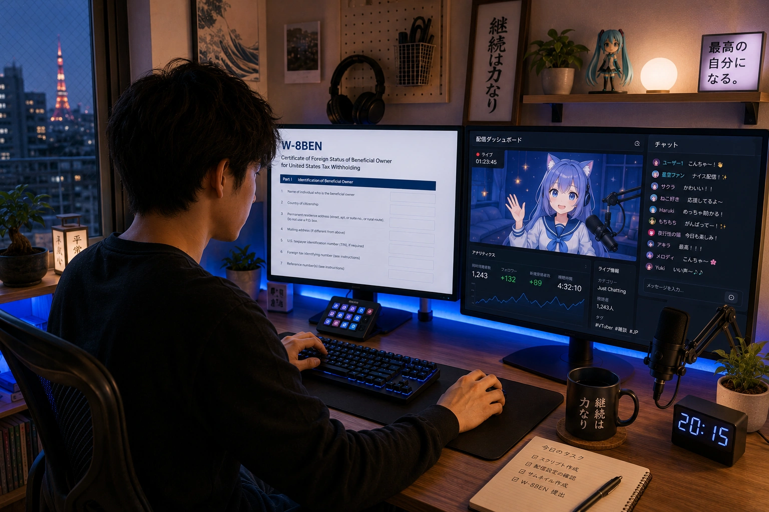Google AdSense の税務オンボーディングのために IRS Form W-8BEN を記入する YouTube クリエイター